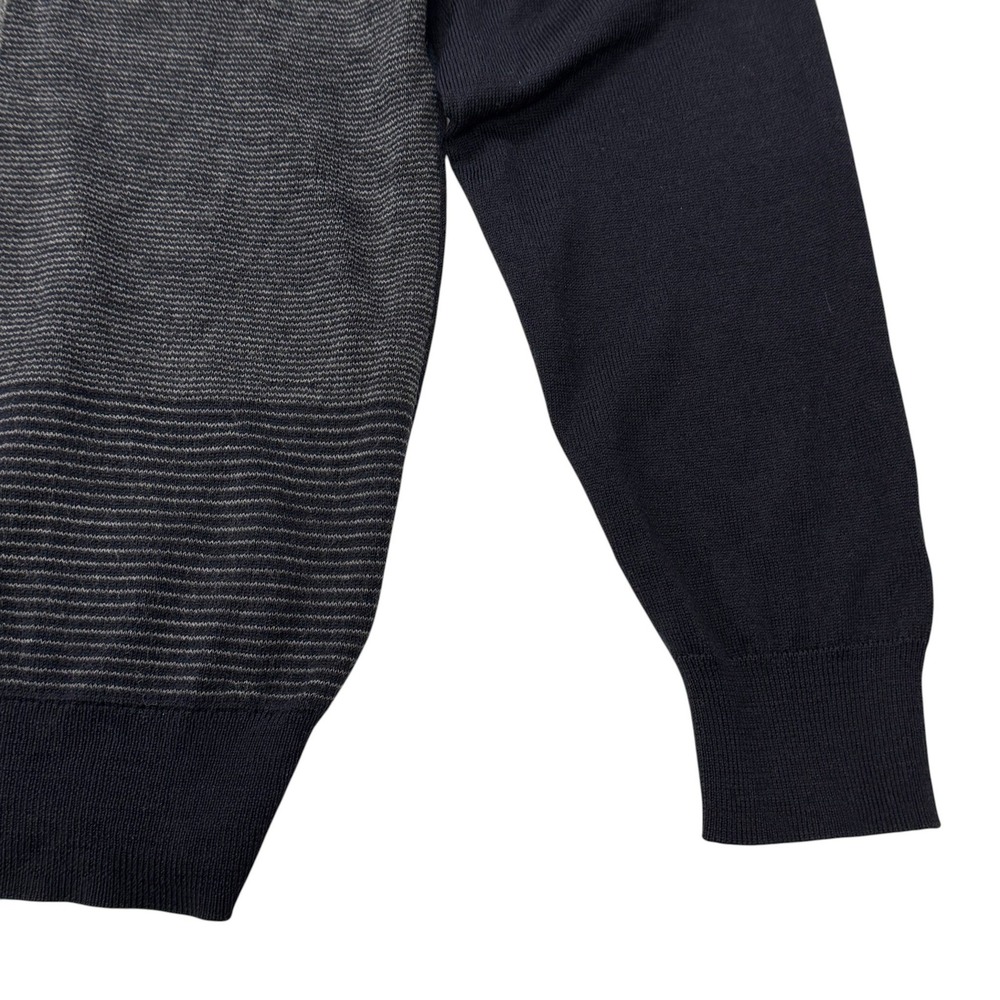 Brooks Brothers Mens Merino Wool Patchwork Crewneck Sweater Navy Grey Large - Picture 7 of 9